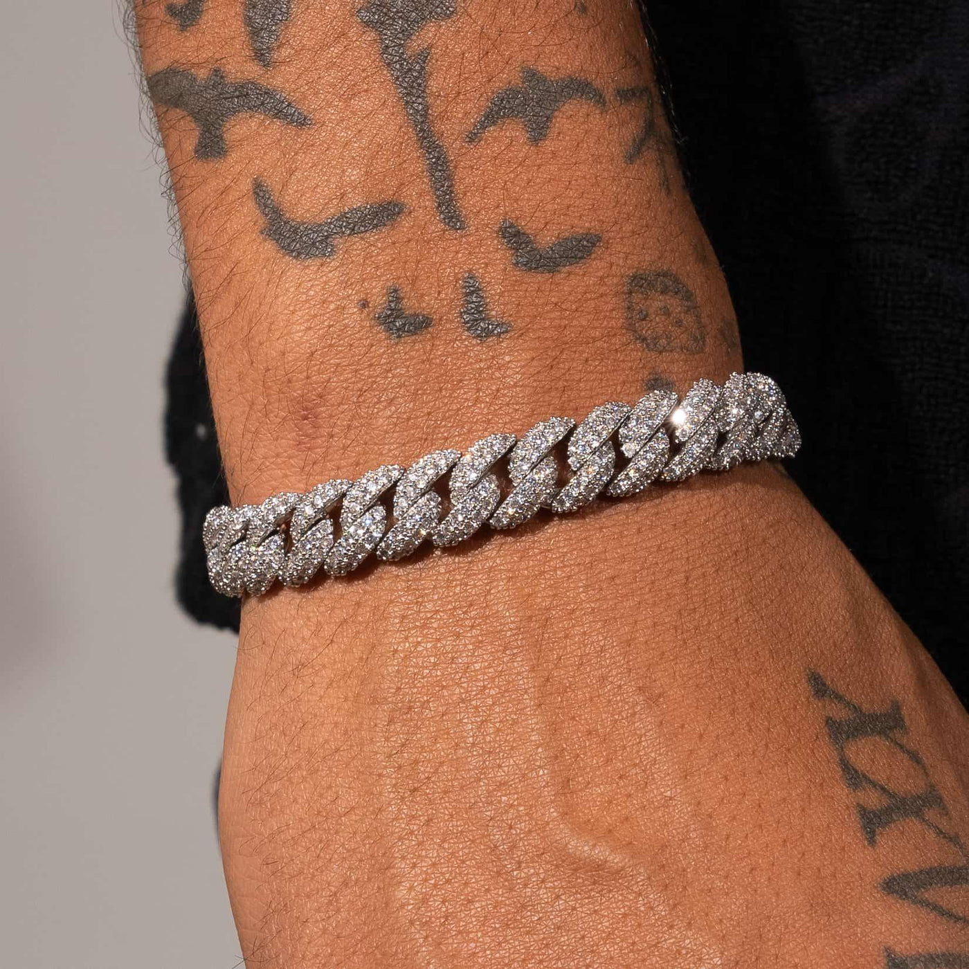 8mm Moissanite Cuban Link Bracelet - 925 Silver - D Colour - VVS1