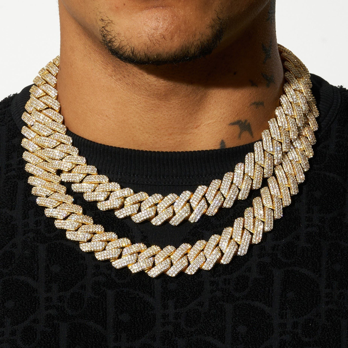 20mm Moissanite Monaco Chain - 18k Vermeil - D Colour - VVS1