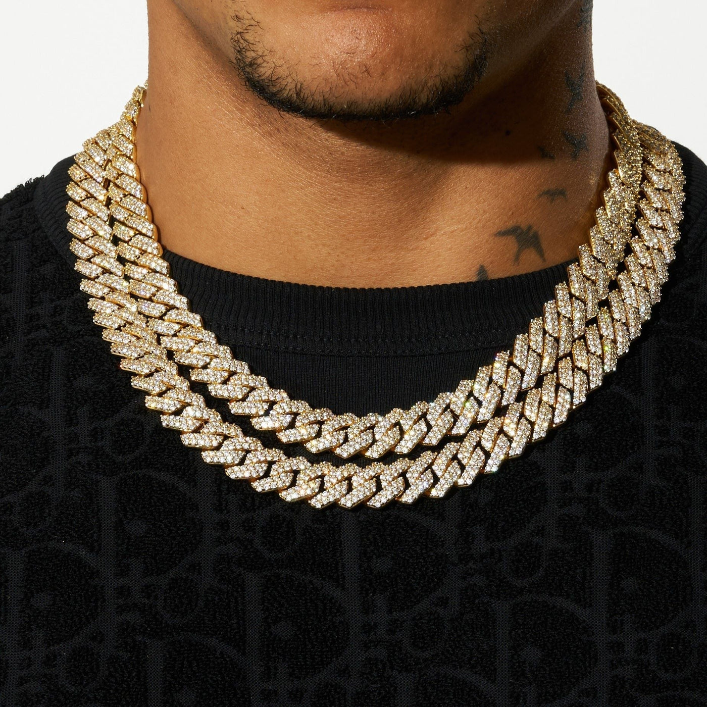 14mm Moissanite Monaco Chain - 18k Vermeil - D Colour - VVS1