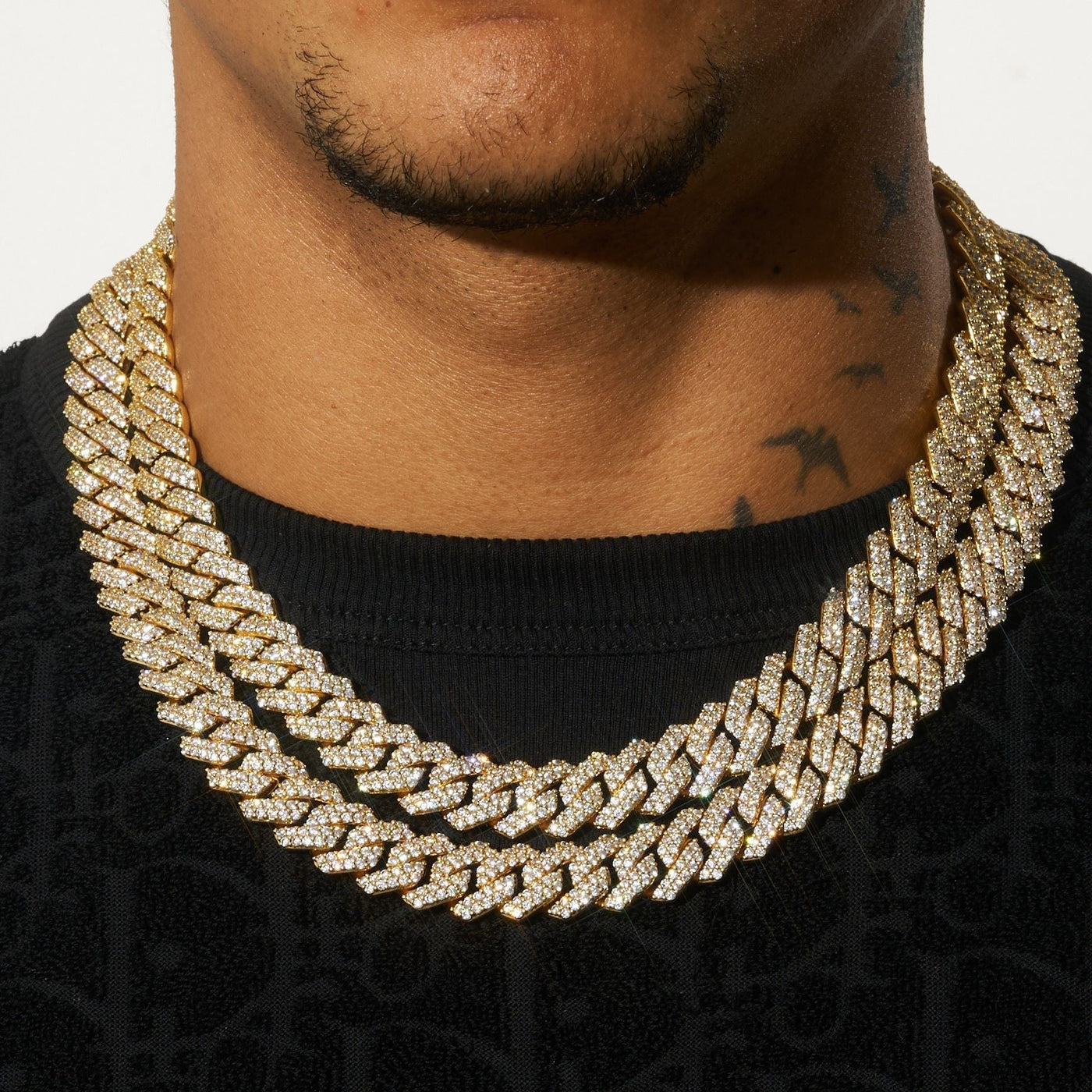14mm Moissanite Monaco Chain - 18k Vermeil - D Colour - VVS1