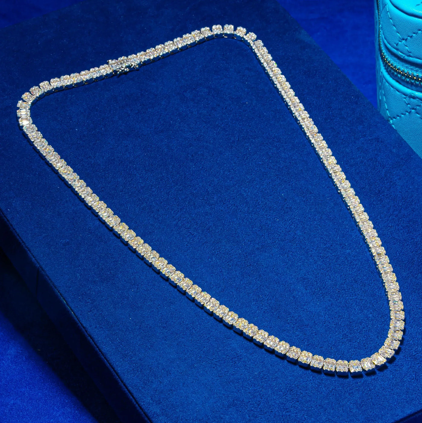 6MM Moissanite Baguette Tennis Chain - 925 Silver - D Colour - VVS1