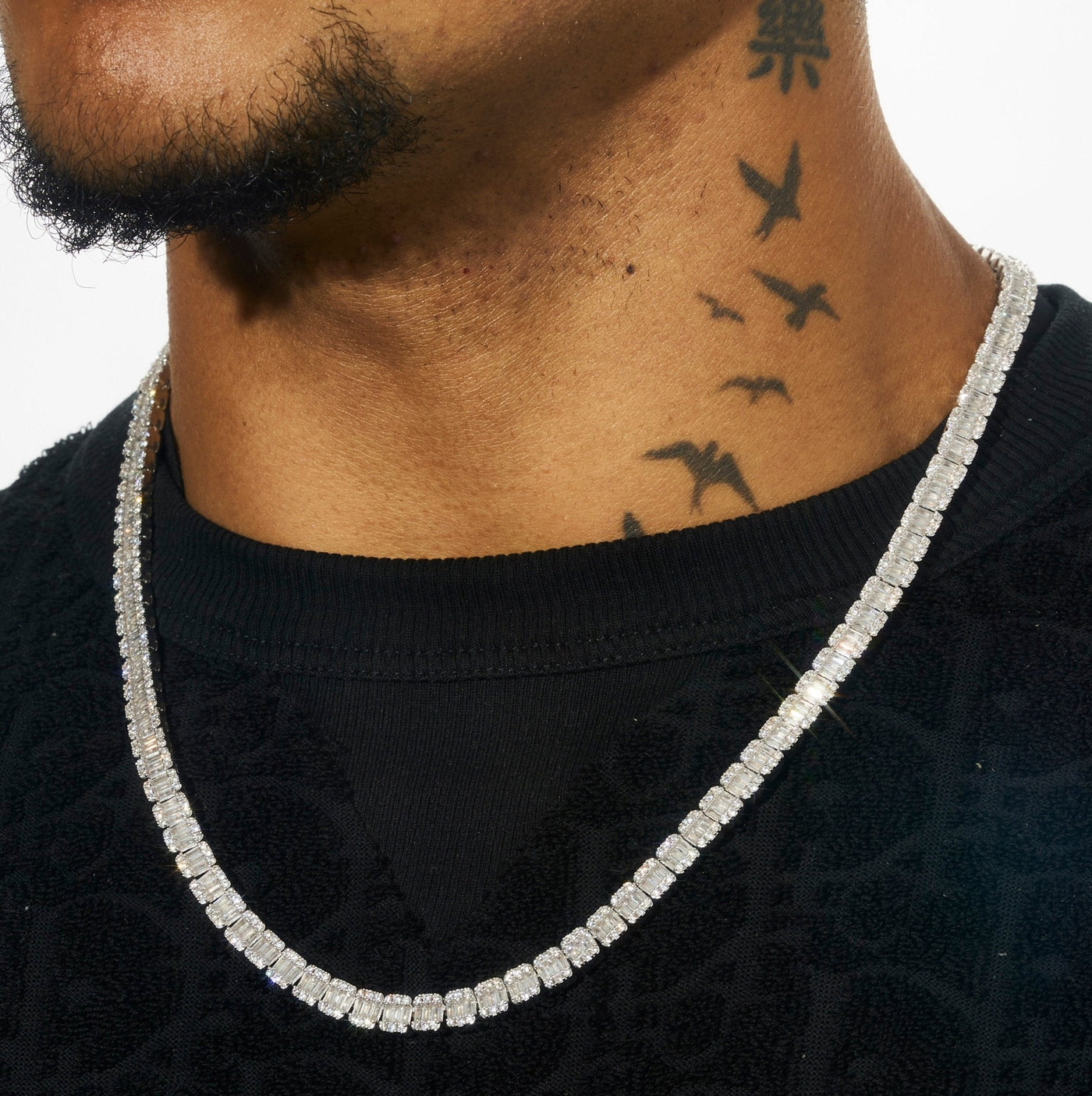 6MM Moissanite Baguette Tennis Chain - 925 Silver - D Colour - VVS1
