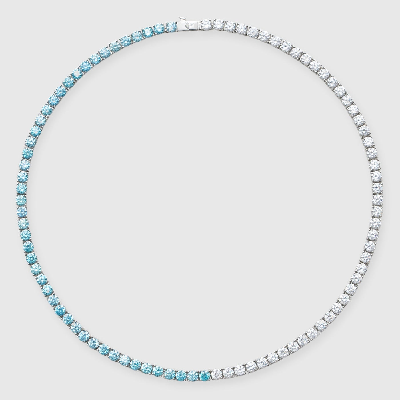 5mm Moissanite Pale Blue & White Tennis Chain - 925 Silver - D Colour - VVS1